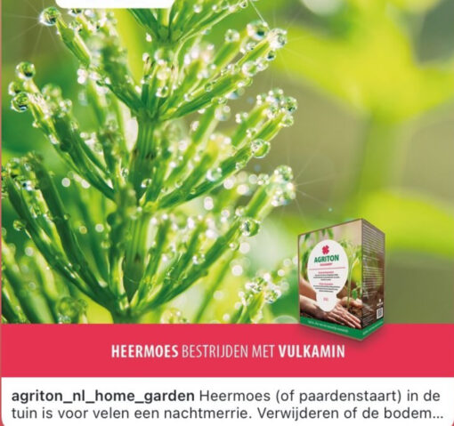 Heermoes bestrijden met Vulkamin verkrijgbaar bij DeDuurzameTuin.nl