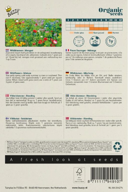 Wilde bloemen zaden-mengsel bio Buzzy