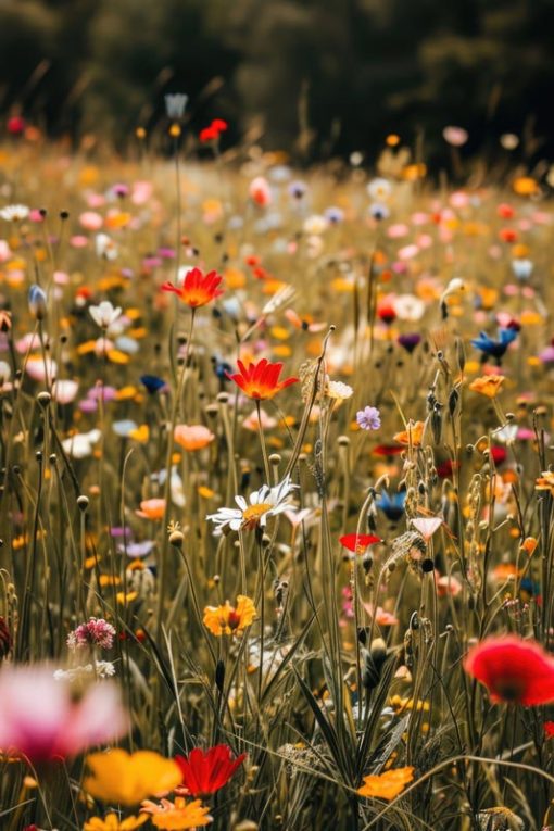 Wilde bloemen zaden in veld