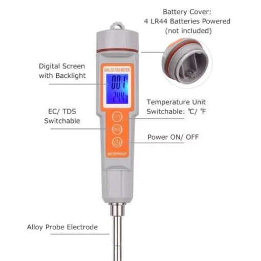 EC-TDS-Temperatuur Grondmeter bediening